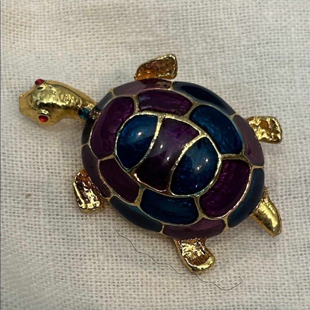 Vintage enamel Colorful Turtle Brooch